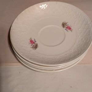 Elegant Floral White Saucer Set